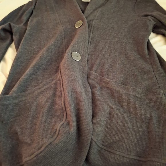 Jockey Women's Gray Button Front Hoodie with Classic V-Neck Design - Picture 4 of 8